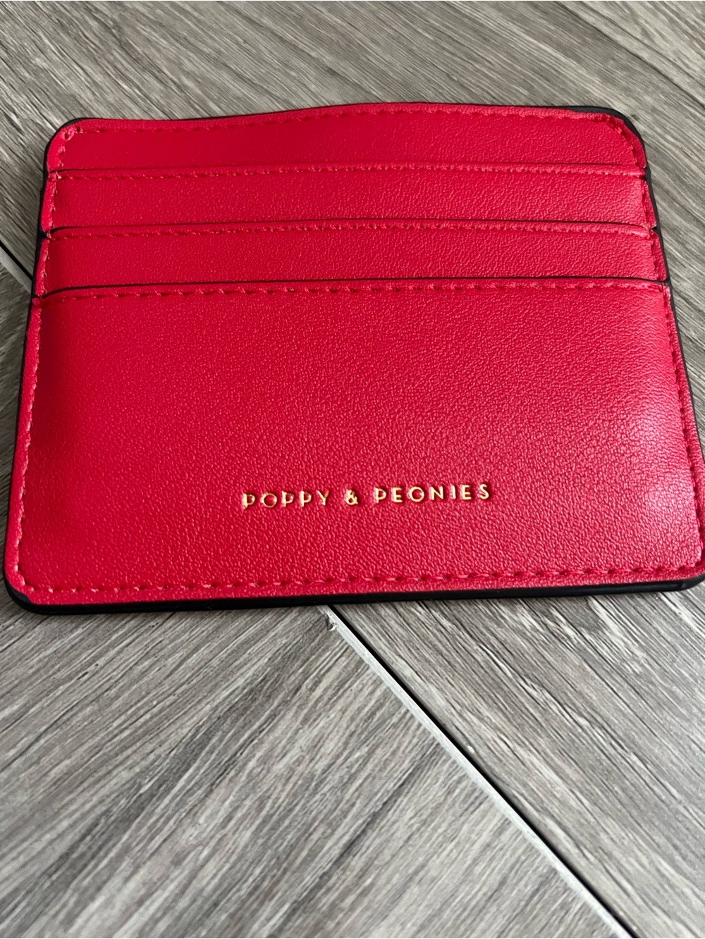 Poppy & Peonies Bright Red Card Case with Gold Logo